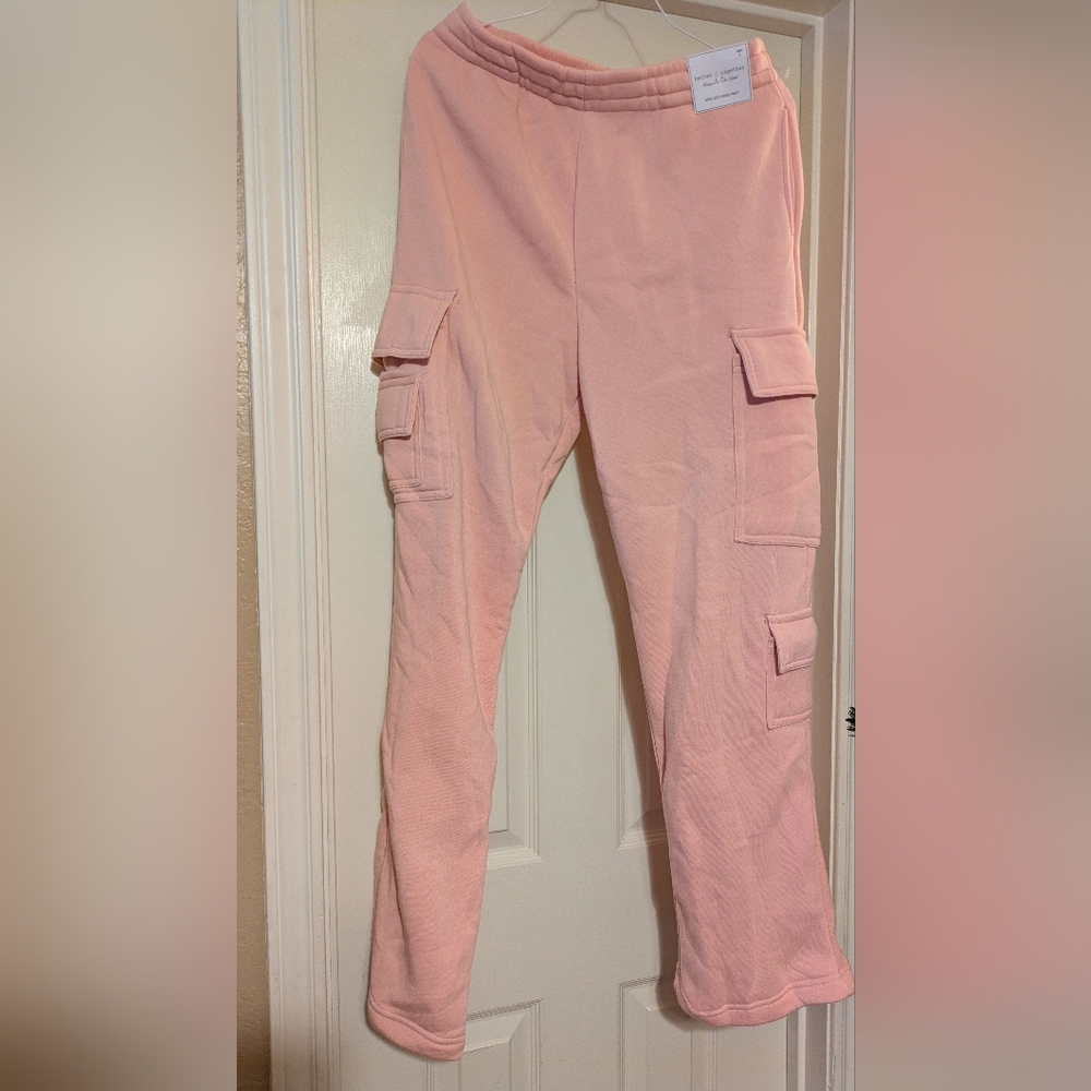Pink Wide Leg Cargo Pants